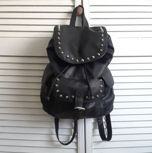 Studded Black Leather Backpack